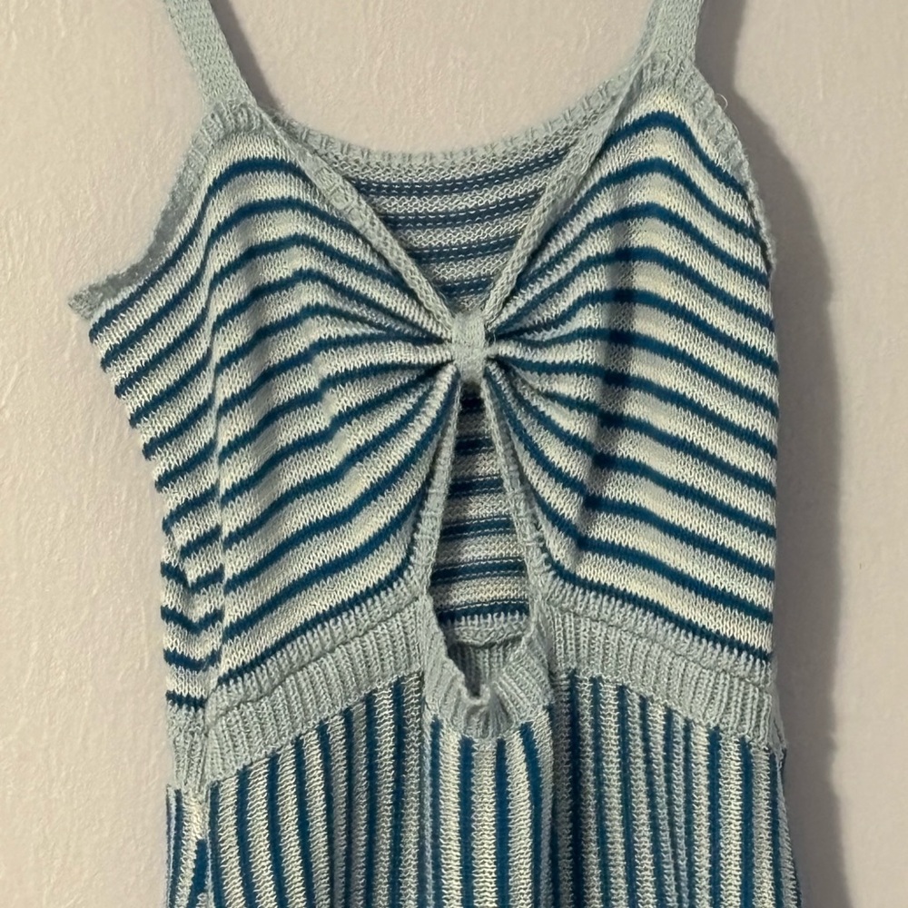 SHEIN Blue and White Striped Crochet Dress - Picture 8 of 12